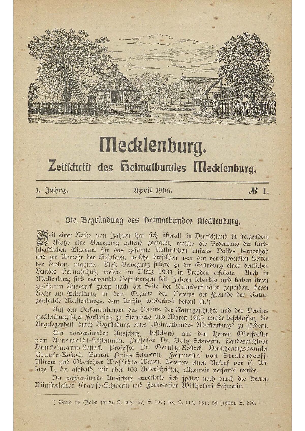 Zeitschrift des Heimatbundes Mecklenburg